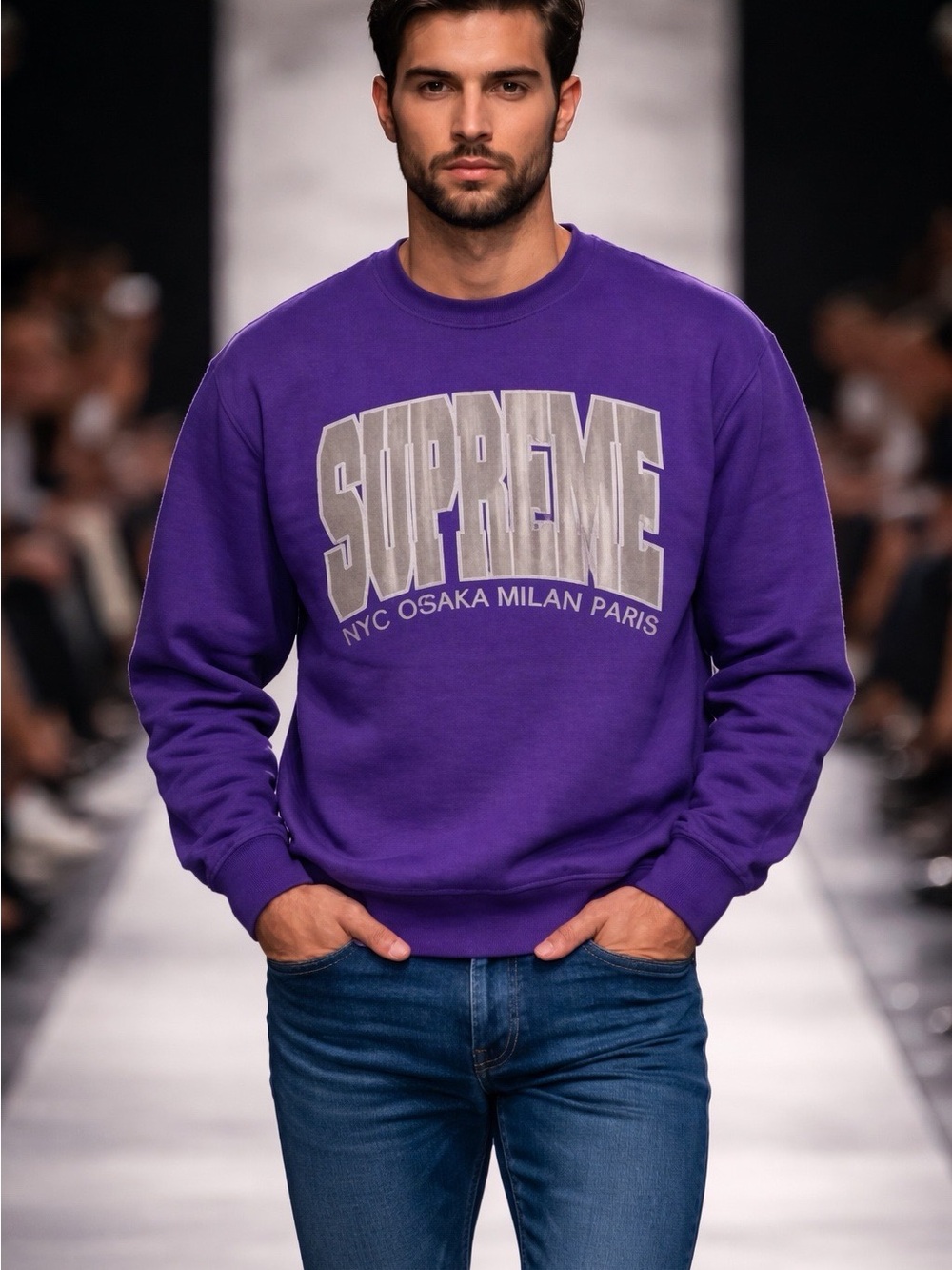 Supreme Bold Logo Purple Sweatshirt Pullover